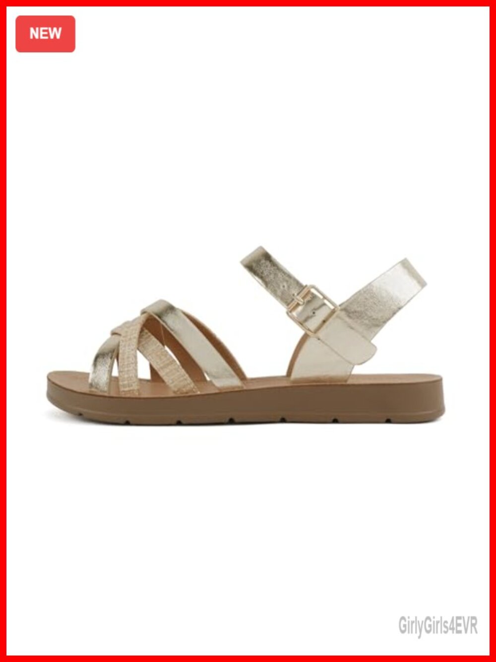 Women Round Toe Multi-Strap Flat Sandals - Adjustable Ankle Strap